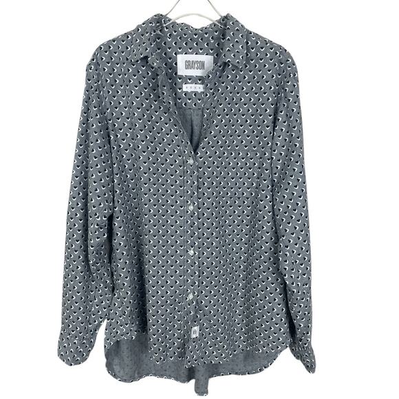 Grayson The Hero Button Up Shirt Hearts Lyocell Size 3 Medium Classic - Picture 2 of 14